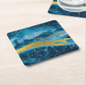 Geode Agate Gemstone Blue en Gold Kartonnen Onderzetters (Schuin)