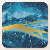 Geode Agate Gemstone Blue en Gold Kartonnen Onderzetters (Voorkant)