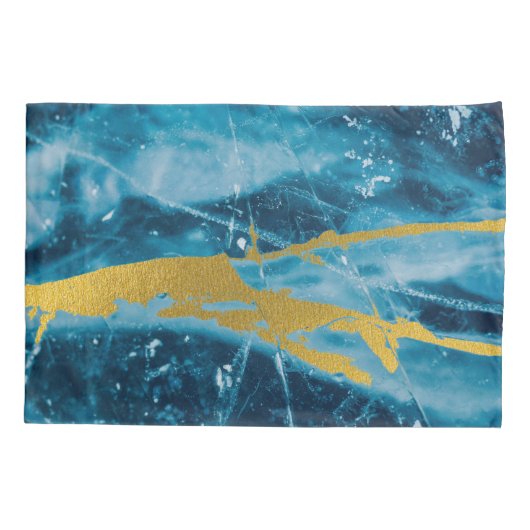 Geode Agate Gemstone Blue en Gold Kussensloop (Achterkant)