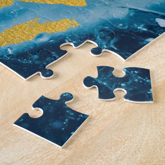 Geode Agate Gemstone Blue en Gold Legpuzzel (Zijkant)