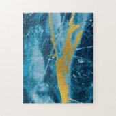 Geode Agate Gemstone Blue en Gold Legpuzzel (Verticaal)