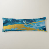 Geode Agate Gemstone Blue en Gold Lichaamskussen (Achterkant)