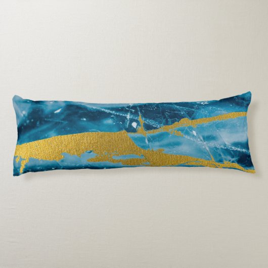 Geode Agate Gemstone Blue en Gold Lichaamskussen (Achterkant)