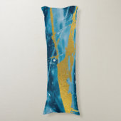 Geode Agate Gemstone Blue en Gold Lichaamskussen (Voorkant Verticaal)