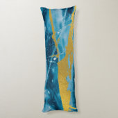 Geode Agate Gemstone Blue en Gold Lichaamskussen (Achterkant (Verticaal))