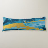 Geode Agate Gemstone Blue en Gold Lichaamskussen (Voorkant)