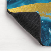 Geode Agate Gemstone Blue en Gold Muismat (Hoek)