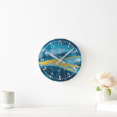 Geode Agate Gemstone Blue en Gold Ronde Klok (Huis)