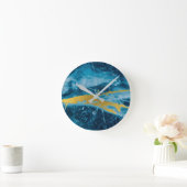 Geode Agate Gemstone Blue en Gold Ronde Klok (Huis)