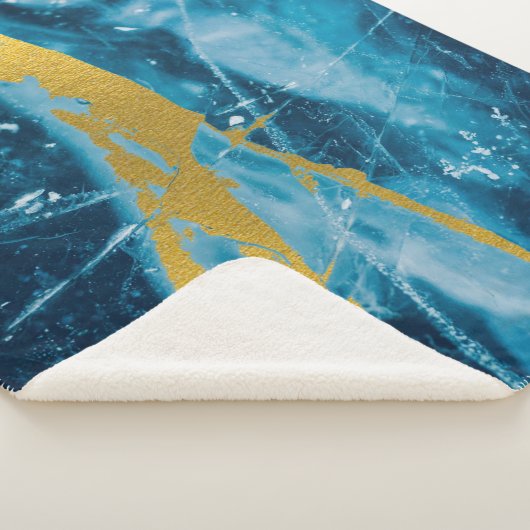 Geode Agate Gemstone Blue en Gold Sherpa Deken (3/4)