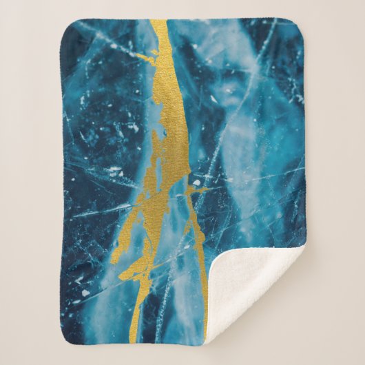 Geode Agate Gemstone Blue en Gold Sherpa Deken (Voorkant)