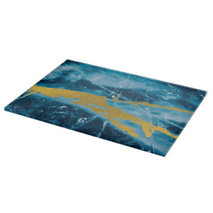 Geode Agate Gemstone Blue en Gold Snijplank