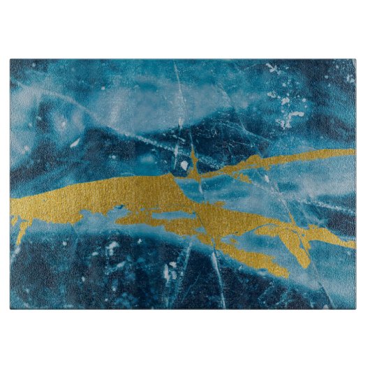 Geode Agate Gemstone Blue en Gold Snijplank (Voorkant)