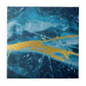 Geode Agate Gemstone Blue en Gold Tegeltje (Voorkant)