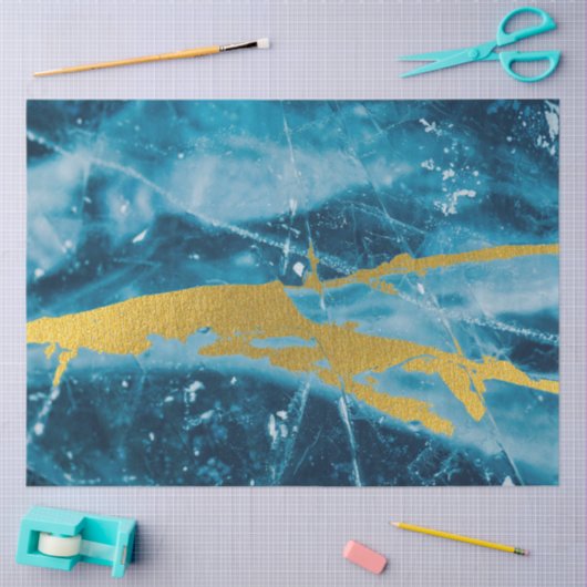 Geode Agate Gemstone Blue en Gold Tissuepapier (Craft)