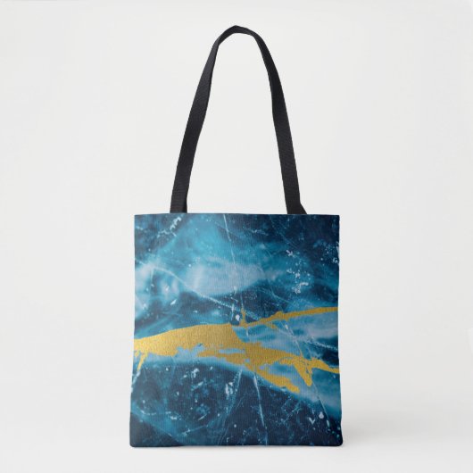 Geode Agate Gemstone Blue en Gold Tote Bag (Voorkant)
