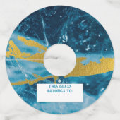 Geode Agate Gemstone Blue en Gold Wijnglaslabel (Voorkant)