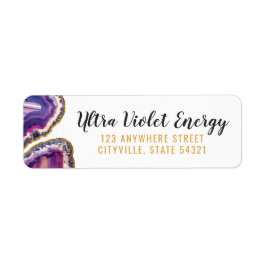 Geode Agate Slice Gem Ultra Violet Return Address Etiket