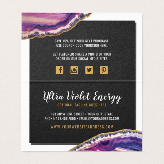 Geode Agate Slice Gemstone Ultra Violet Hartelijk Kaart (Binnenkant ongevouwen)