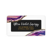 Geode Agate Slice Gemstone Ultra Violet Paars Etiket (Voorkant)