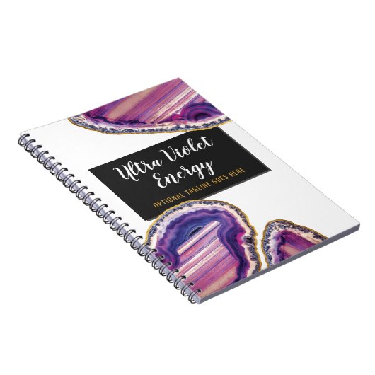 Geode Agate Slice Gemstone Ultra Violet Paars Notitieboek (Rechterzijde)