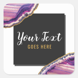 Geode Agate Slice Gemstone Ultra Violet Paars Vierkante Sticker