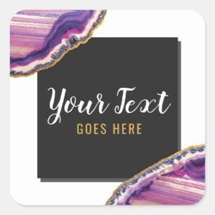 Geode Agate Slice Gemstone Ultra Violet Paars Vierkante Sticker