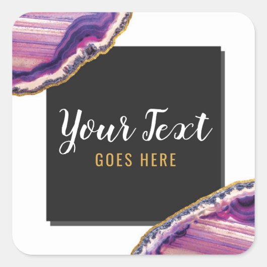 Geode Agate Slice Gemstone Ultra Violet Paars Vierkante Sticker (Voorkant)