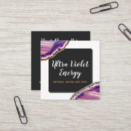 Geode Agate Slice Gemstone Ultra Violet Paars Vierkante Visitekaartje