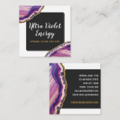 Geode Agate Slice Gemstone Ultra Violet Paars Vierkante Visitekaartje (Voorkant / Achterkant)