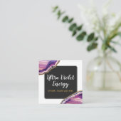 Geode Agate Slice Gemstone Ultra Violet Paars Vierkante Visitekaartje (Staand voorkant)