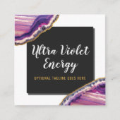 Geode Agate Slice Gemstone Ultra Violet Paars Vierkante Visitekaartje (Voorkant)
