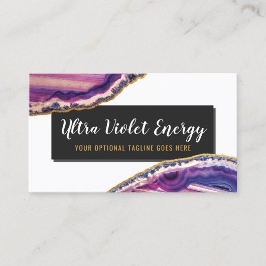 Geode Agate Slice Gemstone Ultra Violet Paars Visitekaartje (Voorkant)