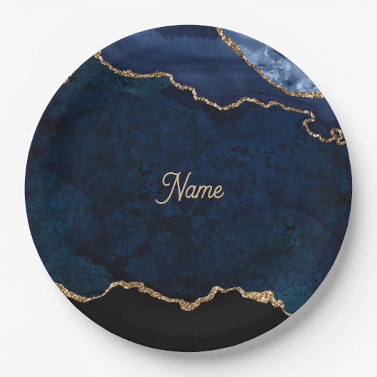 Geode Blau Verguld Papieren Bordje (Voorkant)