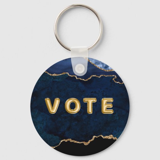 Geode Blau Verguld Stem Sleutelhanger (Voorkant)