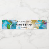 Geode blauw gouden agaat waterverf pauw kleuren waterfles etiket (Enkel label)