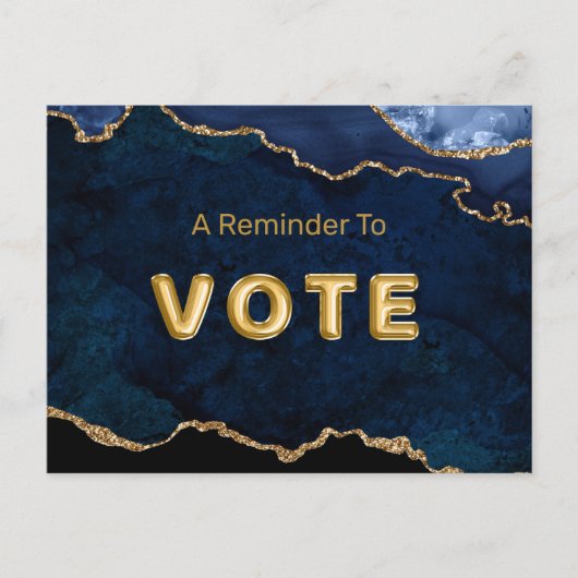 Geode Blauwe Vergulde Stem Briefkaart (Voorkant)