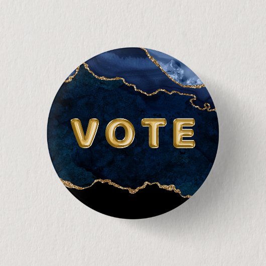 Geode Blauwe Vergulde Stem Ronde Button 3,2 Cm (Voorkant)