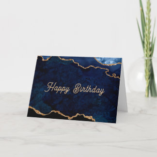 Geode Blue Gilded Birthday Kaart