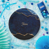 Geode Blue Gilded Papieren Bordje (Feest)