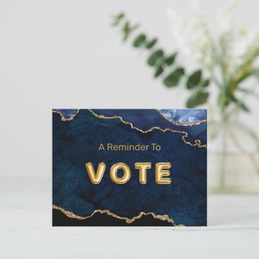 Geode Blue Gilded Vote Briefkaart (Staand voorkant)