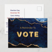 Geode Blue Gilded Vote Briefkaart (Voorkant / Achterkant)