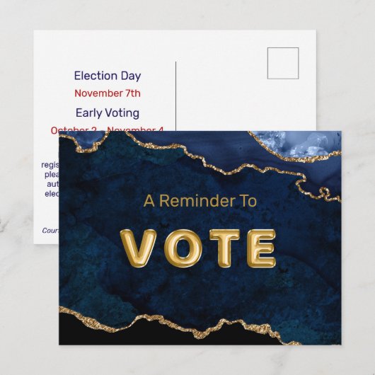 Geode Blue Gilded Vote Briefkaart (Voorkant / Achterkant)