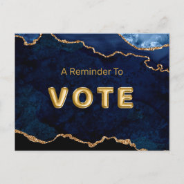 Geode Blue Gilded Vote Briefkaart