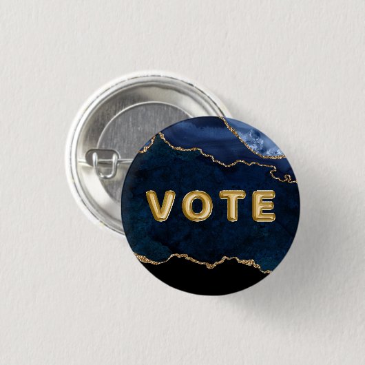 Geode Blue Gilded Vote Ronde Button 3,2 Cm (Voorkant /achterkant)