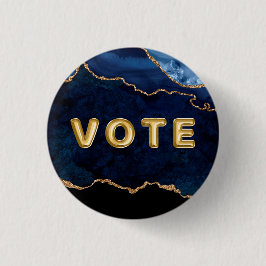 Geode Blue Gilded Vote Ronde Button 3,2 Cm
