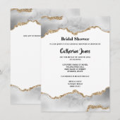 Geode chic gold white agate waterverf bridal kaart (Voorkant / Achterkant)