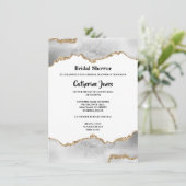 Geode chic gold white agate waterverf bridal kaart (Staand voorkant)