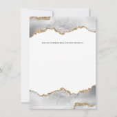 Geode chic gold white agate waterverf bridal kaart (Achterkant)