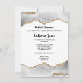 Geode chic gold white agate waterverf bridal kaart (Voorkant)